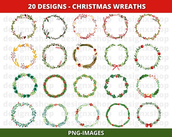 Watercolor Christmas Wreath Clipart | Watercolor Christmas Clipart | Holiday | Card making | Invitation graphics | Printable PNG