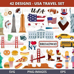 EUA Clipart, Nova York Clipart, América Clipart, Bandeira Clipart, País Clipart, Viagem clipart, Hollywood clipart, Baixar SVG e PNG