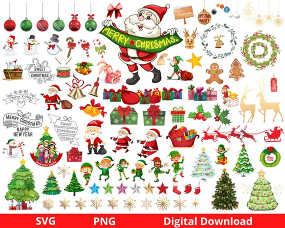 CHRISTMAS SVG BUNDLE Christmas Clipart Christmas Svg Files - Etsy