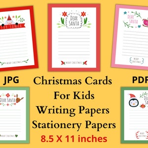 Carta da lettere natalizia stampabile, carta da cancelleria, carta per lettere, carta per scrapbooking, biglietti per bambini, carta per acquerelli, download immediato