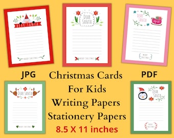 Christmas Writing Paper for Kids: Watercolor Stationery (Digital Download)