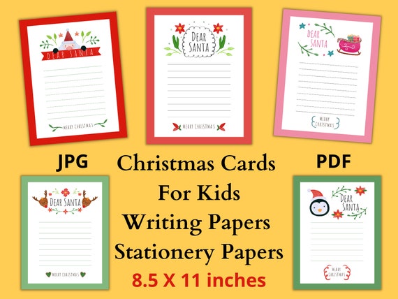 Christmas Writing Paper Printable, Stationery paper, letter writing, Scrapbooking Paper, Kids Cards, Watercolor Paper, instant download