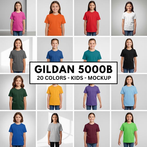 Gildan 5000B Kids Tshirt Mockup Bundle 20 Colors Shirt Mockup Bundle Tee Girl Toddler Mockup Child Bundle Youth Gildan Kids Mockup Cute