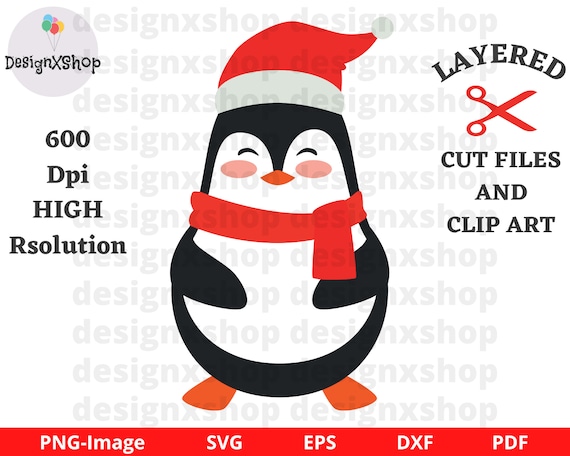 Christmas Penguin SVG, Christmas svg, Penguin svg, Winter svg, Holiday, Penguin cut file and clip art, Instant Download File