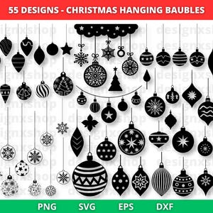 Hangende kerstballen - kerstbal Svg-bundel l Digitaal snijbestand l kerstballen svg l kerstbal papierkunst l kerstversieringen | Kerstdecoratie
