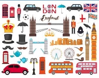 London Travel SVG Bundle | London SVG, England Clipart, Big Ben, Tower Bridge, Red Bus, UK Png Eps for Cricut & Silhouette