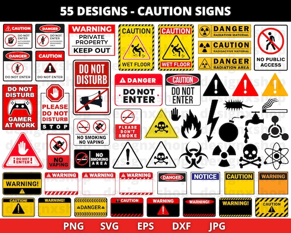 Caution Sign SVG Bundle, Caution Sign Svg, Danger Sign Clipart, Warning Sign Svg, Do Not Enter Svg, Caution Danger Svg, Cut file, Cricut