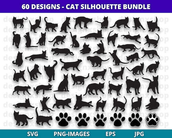 Cat SVG Bundle | Cat Silhouette | Cat SVG | Cat Cut Files | Cat Design | Kitty Svg | Pet Silhouette | Animal | Cats Clipart | Kitten Svg