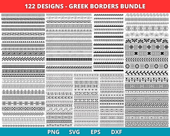 Greek Border SVG Bundle, Greek Key Frame SVG, Greek Pattern, Greek Decorative Border, Decorative Elements svg, Ornament svg Meanders Border