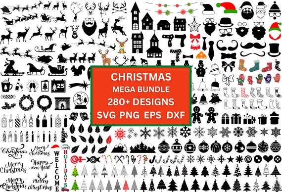 CHRISTMAS SVG Bundle, CHRISTMAS Clipart, Christmas Svg Files For Cricut, Christmas Svg Cut Files, Christmas Elements Svg, Christmas Decor