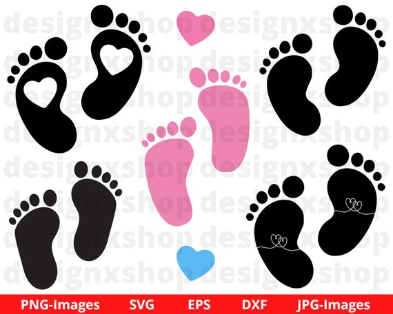 Baby Footprint, Baby Feet SVG Instant Download, Footprint Clipart , Footprints Svg Files for Cricut, Baby Shower SVG and PNG