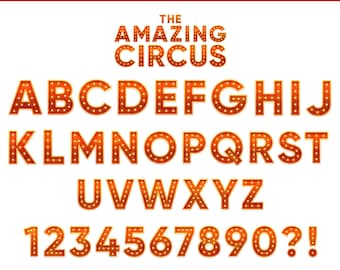 Circus Alphabet SVG Bundle | Carnival Marquee Font PNG EPS | Circus Letters & Numbers for Sublimation Party Designs Instant Download