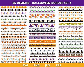 Halloween Borders Clipart, Halloween Borders SVG, Halloween digital ribbons, Bunting Banners, Halloween Divider Svg, Halloween Svg