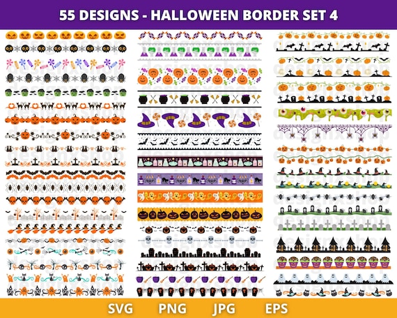 Halloween Borders Clipart, Halloween Borders SVG, Halloween digital ribbons, Bunting Banners, Halloween Divider Svg, Halloween Svg