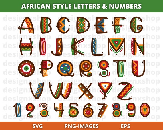 African Letters & Numbers SVG, Africa Alphabet, African Letters clipart, American Font, African Font, Instant Download SVG And PNG