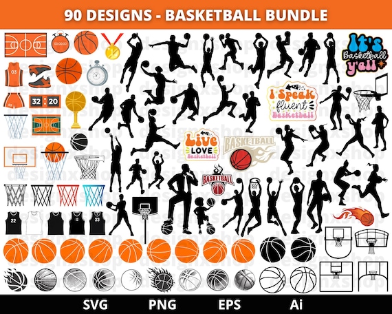 Basketball SVG Bundle, Basketball PNG Bundle, Basketball Clipart, Basketball Silhouette, Basketball SVG Cut Files for Cricut, Team Shirt