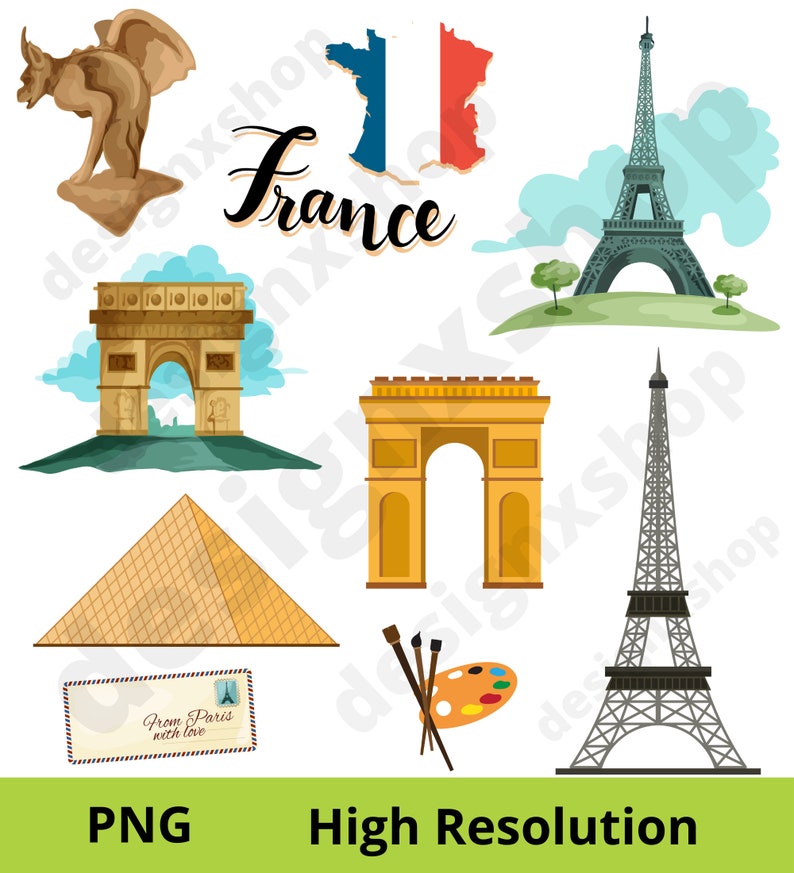 Pack SVG Voyage à Paris | Collection d'images clipart Paris | 51 illustrations de monuments parisiens | Formats SVG, PNG et EPS | Téléchargement numérique Cricut image 2
