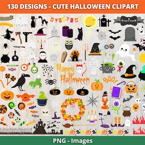 Halloween-illustraties | Schattige kleine Halloween | Halloween-bundel | spook, pompoen, spookhuis | Happy Halloween-clipart | Direct downloaden