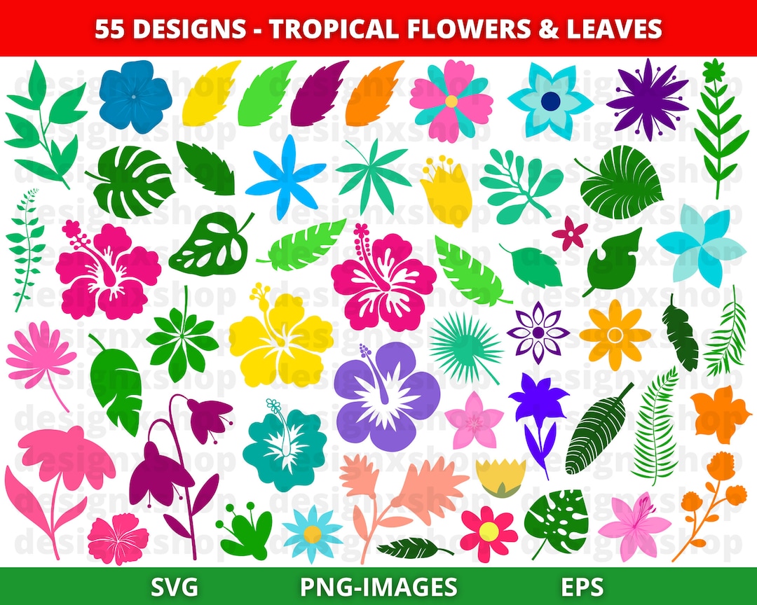 Flowers Svg, Flower Clipart, Hibiscus Svg, Tropical Flower Svg ...