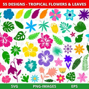 Tropische Blume svg, Hawaiische Blume svg, Hibiskus svg, Blumen svg, Blumen Clipart, Hawaii svg, Cut-Datei für Cricut und Silhouette