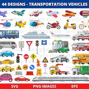 Transport Clipart, Fahrzeuge Clipart, Transport Clipart, Autos, Flugzeug, Bus, Signal, Verkehrsschilder Clipart, digitaler Download