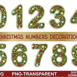 Christmas Numbers Clipart, Christmas Letters, Fonts, Alphabet, SVG, PNG, Vector, Silhouette, Cricut, Cut File, Clipart, Instant Download