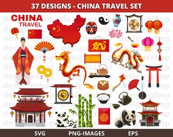 China Clipart, Chinese clipart, Asian clipart, China Culture Clipart, Chinese dragon clipart, Ancient China Clipart, Instant Download File