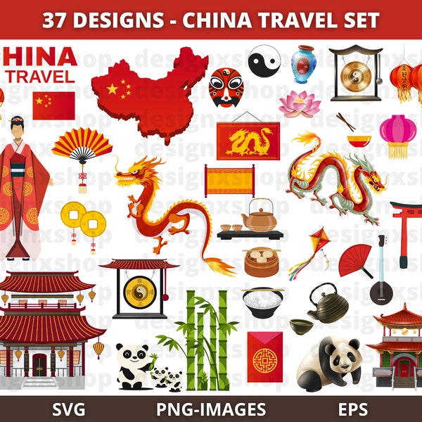 China Clipart, Chinese clipart, Asian clipart, China Culture Clipart, Chinese dragon clipart, Ancient China Clipart, Instant Download File