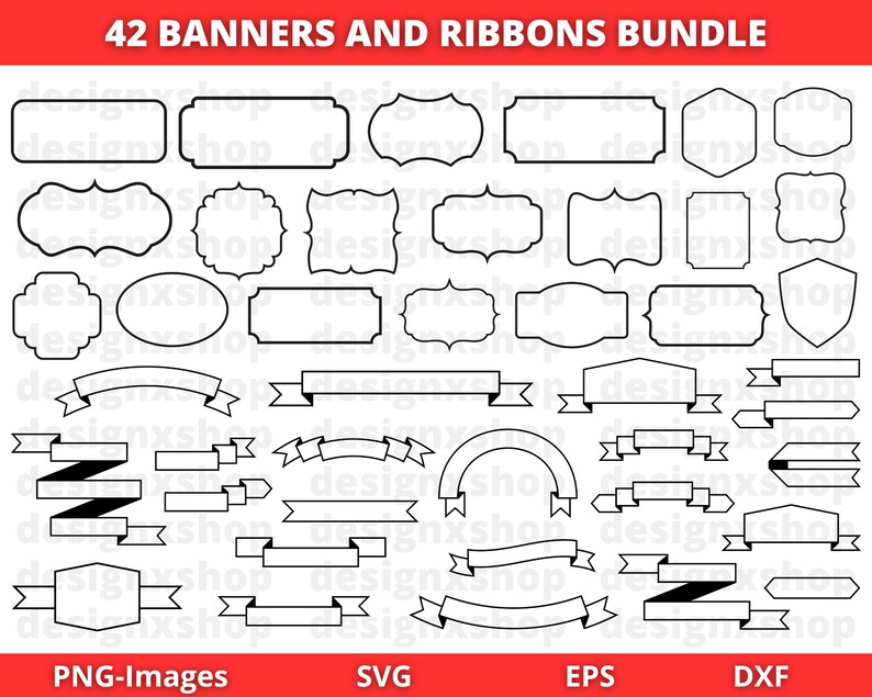 Best Ribbons Dxf Ribbon Banner Svg, Banner Svg, Frame Svg, Ribbon Banner Clipart, Ribbon ...