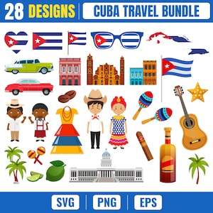 Cuba Travel SVG Bundle | Cuban Clipart Bundle | 28 Cuba Travel Designs | SVG PNG Eps | Cricut Digital Download