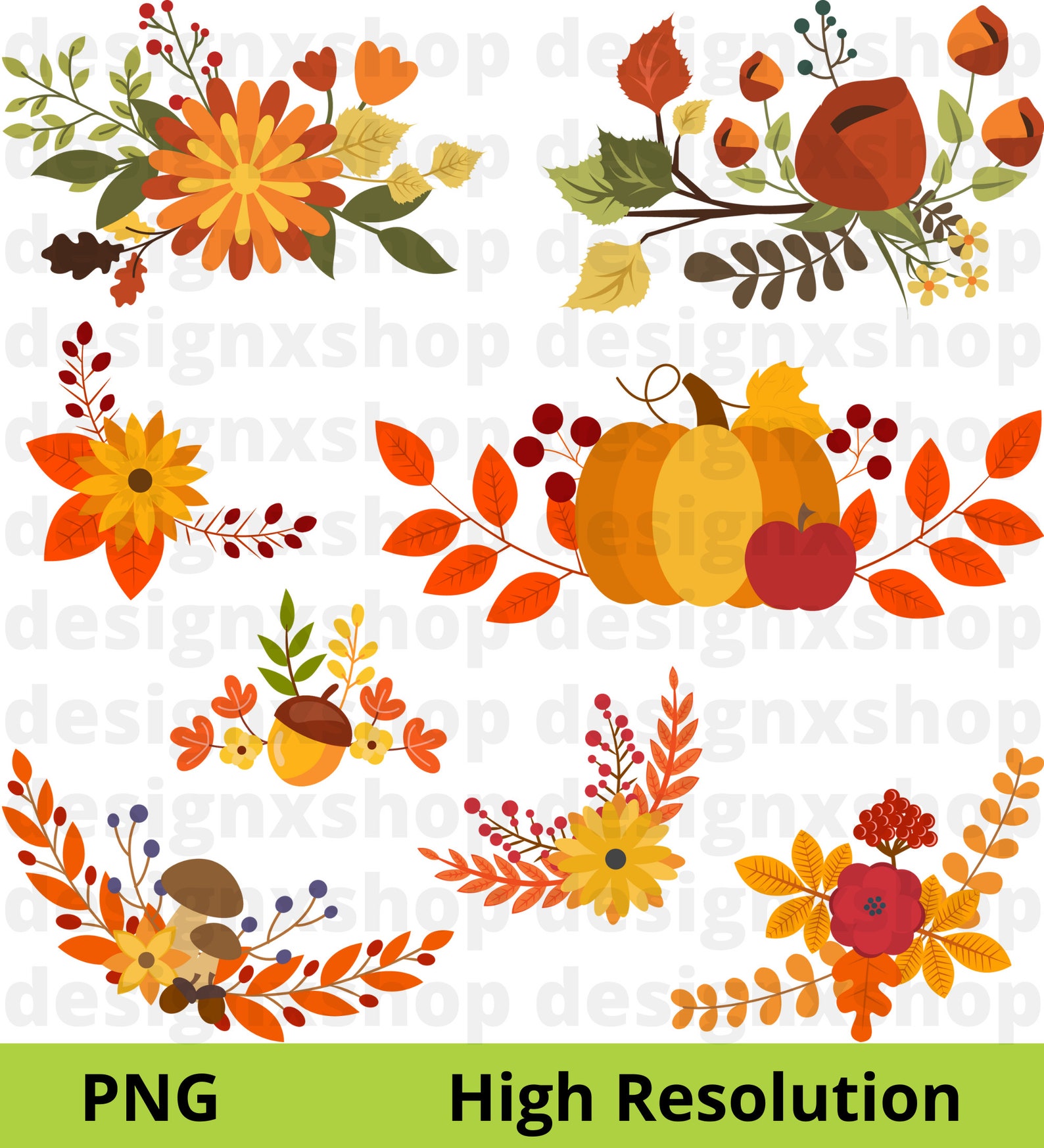 Autumn Wreaths Clipart Set | Fall Wreath SVG, PNG, EPS | Thanksgiving ...