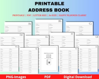 Libreta de direcciones imprimible: Rastreador de contactos (archivos PDF)
