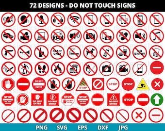 Do Not Touch Signs Bundle: Prohibited Symbols SVG PNG (Digital Download)