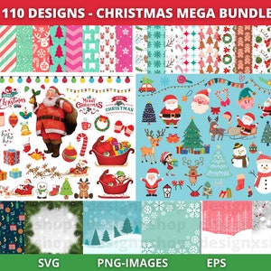 Christmas SVG Bundle | Christmas clipart | Winter Holiday Elements | Christmas Backgrounds | Christmas Digital Papers |
