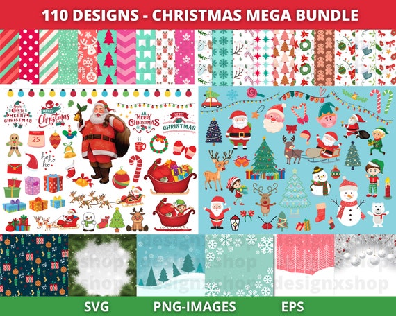Christmas SVG Bundle | Christmas clipart | Winter Holiday Elements | Christmas Backgrounds | Christmas Digital Papers |