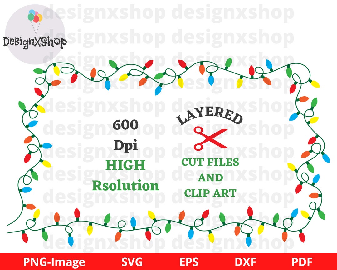 Christmas Lights SVG String Light Frame Svg Christmas Frame Etsy