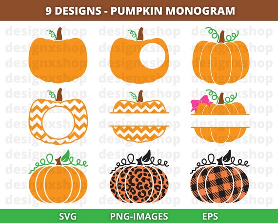 Pumpkin Monogram Frame Svg Bundle, Pumpkin Svg Bundle, Fall Svg, Halloween Svg, Thanksgiving svg, Fall Door Sign, Cricut, Glowforge