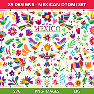 Mexican Otomi Clipart, Otomi clipart, Mexico clipart, Colorful Mexican Flowers, Floral clipart, Cinco de Mayo, Fiesta clipart, Digital Files