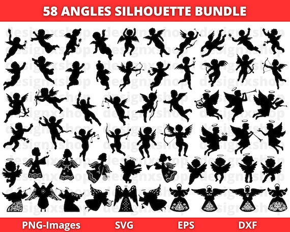 Angels SVG Bundle, Angels Clipart, Christmas Angels svg, Angel wings svg, Fairy svg, Angels Silhouette, Angels Cut Files For Cricut, PNG SVG