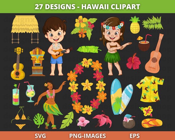 Hawaii clipart, Hawaii Svg, Travel clipart, Vacation clipart, Summer clipart, Beach clipart, Aloha clipart, Instant Download SVG and PNG