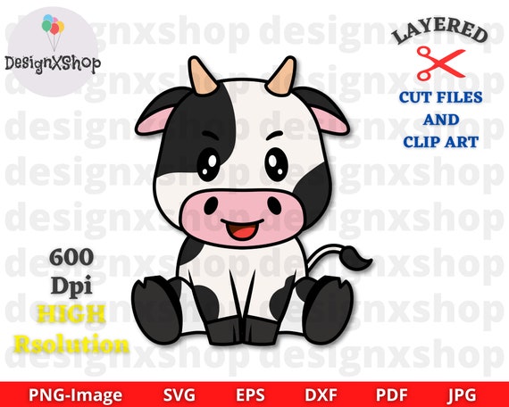 Cute sitting cow cut files and clipart, Cute cow svg, Baby cow svg, Cow svg, Cow Face Svg, Boy Girls Cow, Baby cow instant download