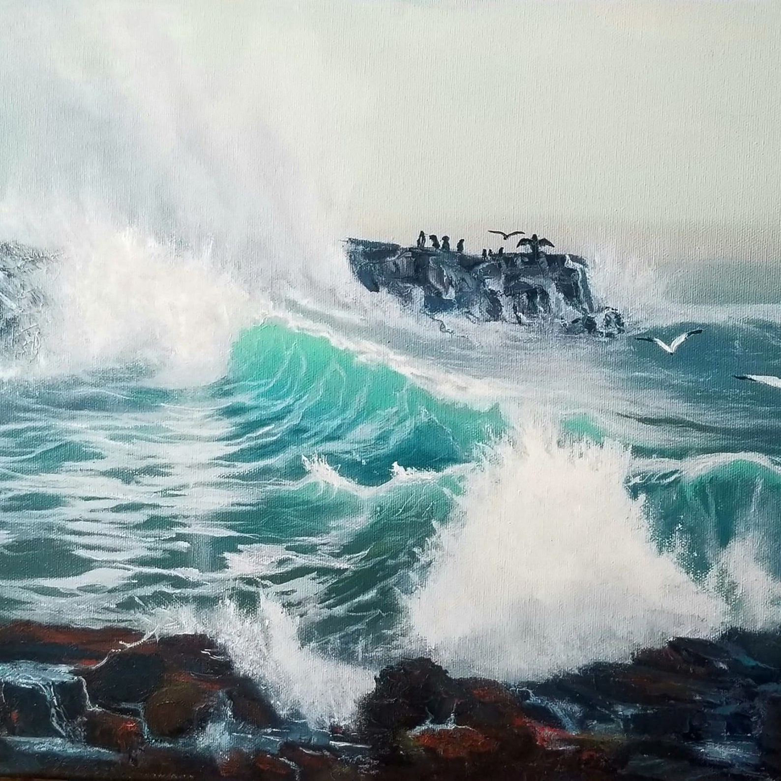 Crashing Waves Art Beach Painting Original Art Landscape Ocean Etsy