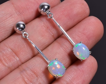 NATURAL Ethiopian Opal Earring, 925 Sterling Silver Earring, Opal Dangle & Drop Earring, Earring For Women.