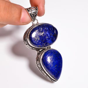 Lapis Lazuli Pendant 925 Sterling Silver Pendant Real Gemstone Pendant Handmade Vintage Jewelry  Birthday Gift Lapis Lazuli Designer Jewelry