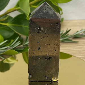 Pyrite Tower Polished Mirror Druzy Single Point