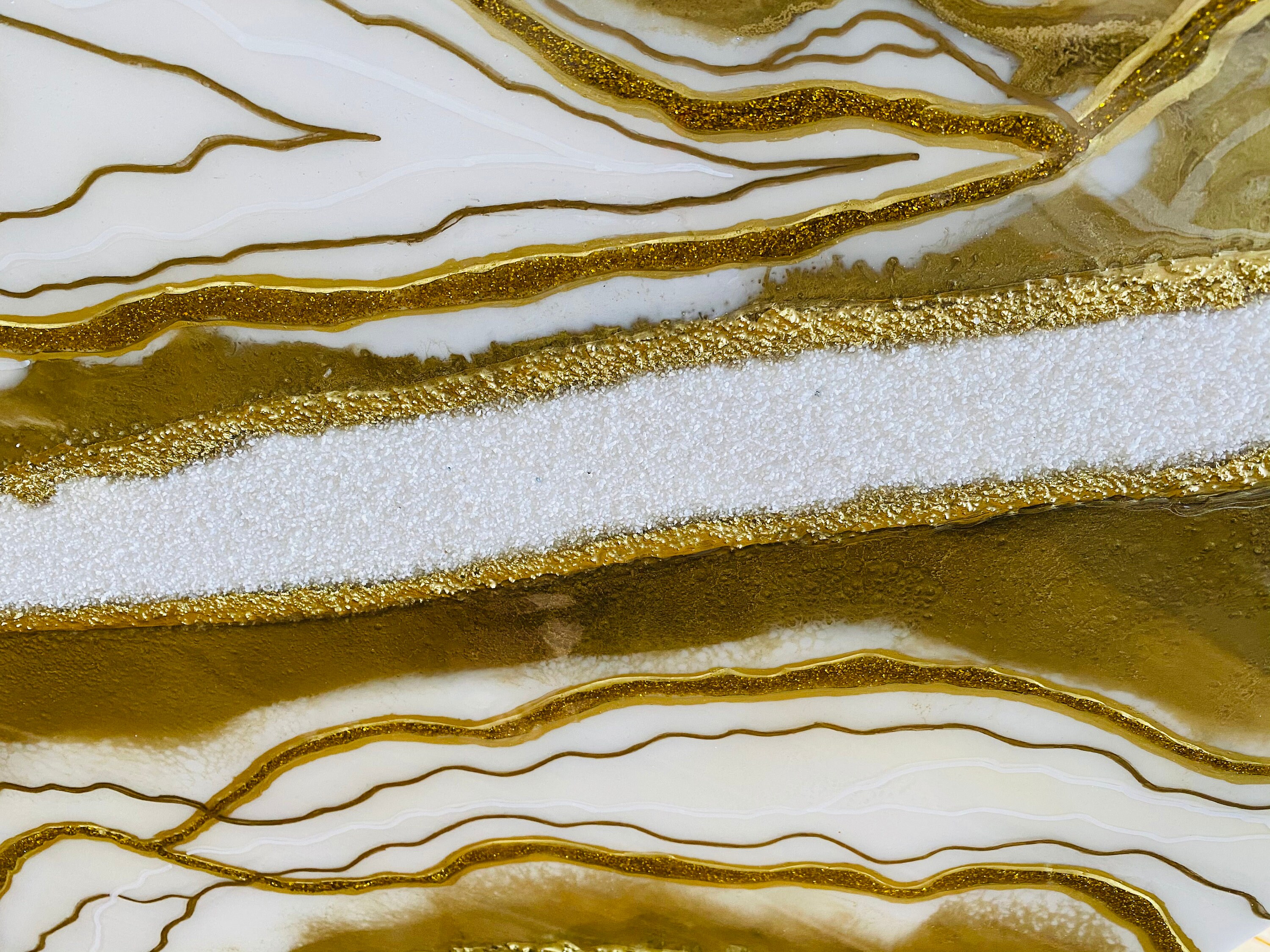 Gold & White Geode Resin Wall Art Etsy
