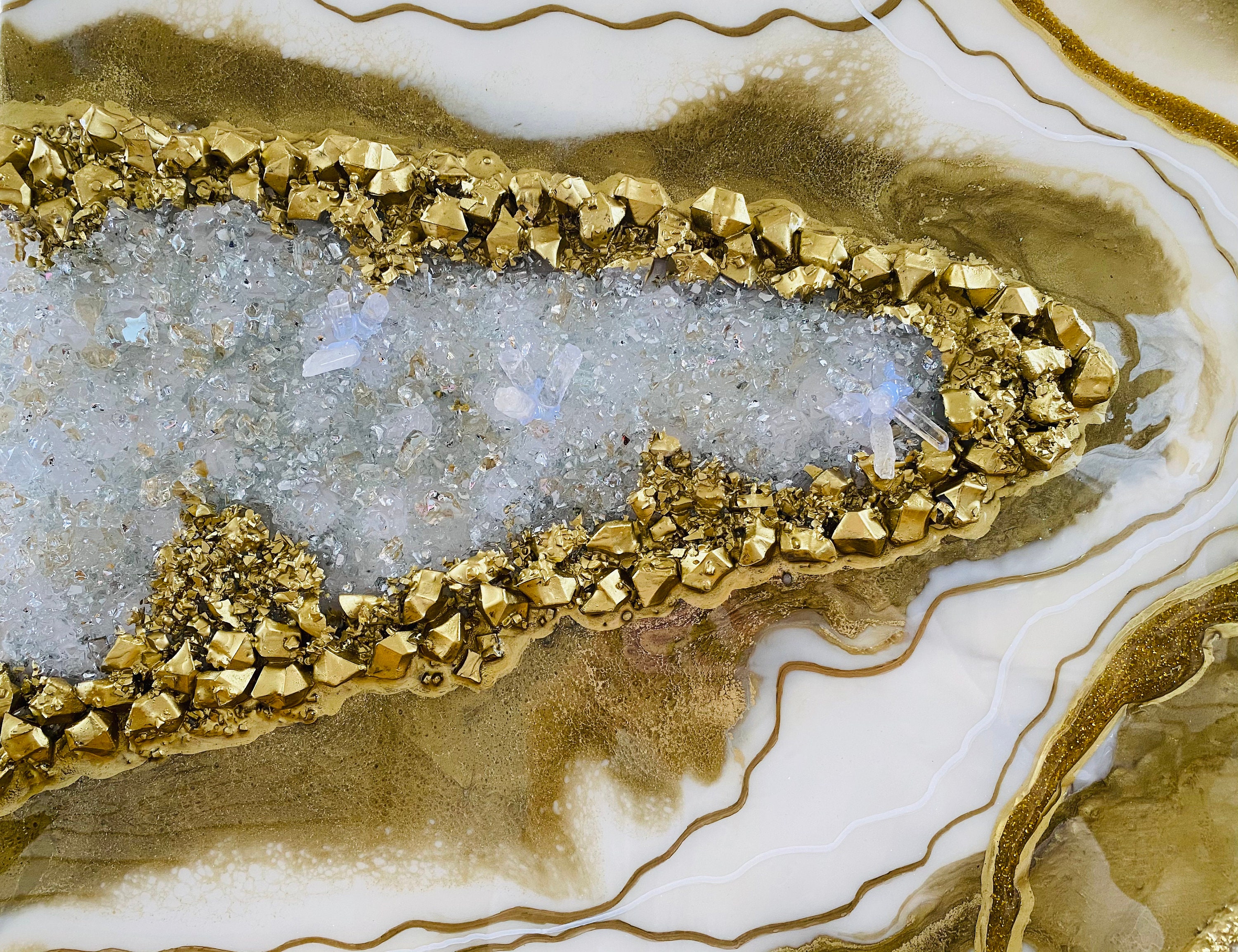 Gold & White Geode Resin Wall Art | Etsy