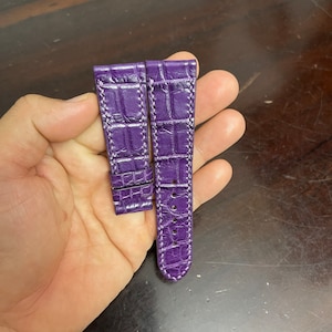 24mm Purple Genuine ALLIGATOOR Leather Skin Watch Strap Band for Breitling, Gift for Dad, Leather Watch Wrist Strap Band Buckle Gift for Him