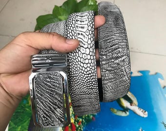 Ralph Lauren Gray Grey Croc Embossed Leather Belt 1990s 90s  display picture 1