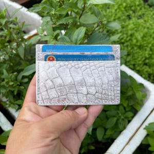 HIMALAYA Porte-cartes de crédit/porte-cartes de visite en cuir véritable alligatoor/Mini carte portefeuille à deux volets minimaliste RIFD en cuir